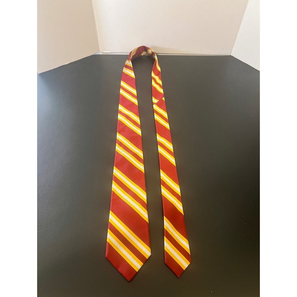 Ben Silver Charleston Silk Tie Hand Made England Red Gold Stripe USC SoCal